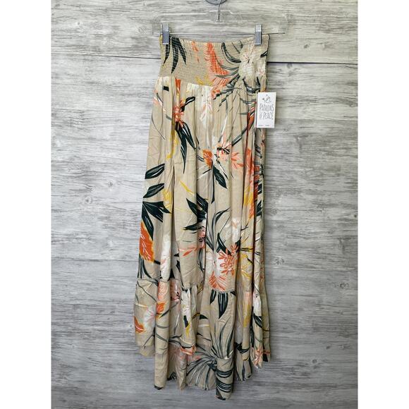 Patrons of Peace Dresses & Skirts - Patrons of Peace Skirt Womens Small Floral Maxi Boho Stretch Waist Tiered Rayon